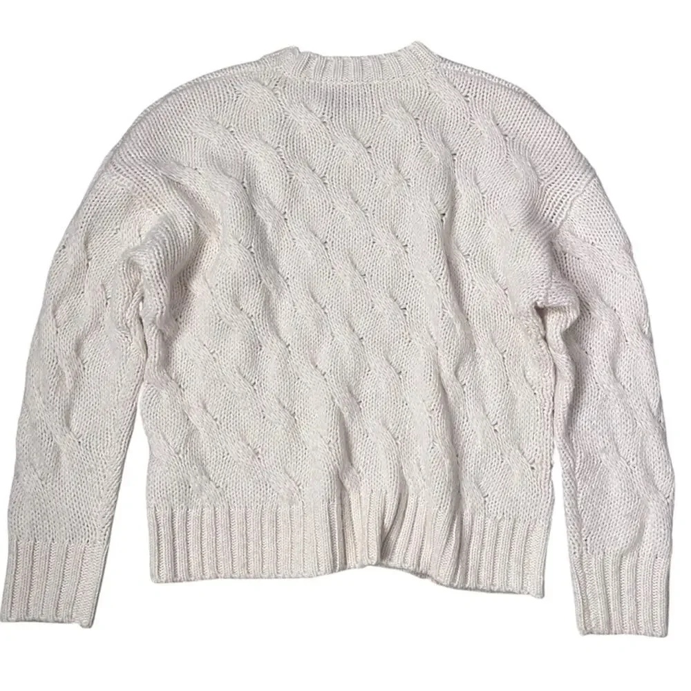 Splendid Soft Cozy Cable Knit Fisherman Sweater Womens Small Ivory Oversized